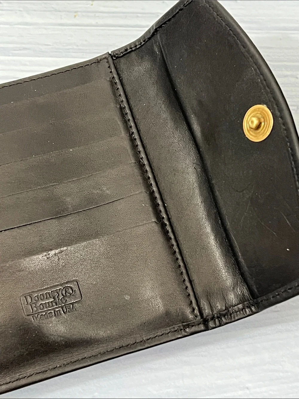 🦆 DOONEY & BOURKEY 90’S AWL PEBBLE TRIFOLD BLACK KISSLOCK POUCH COIN BAG VINTAGE